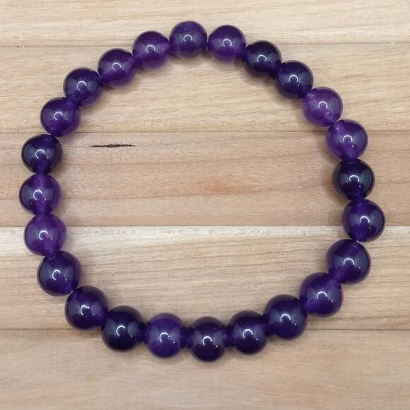 Amethyst Gemstone Bracelet Artisan Purple Beaded Bohemian Stretch Natural New - Picture 1 of 9